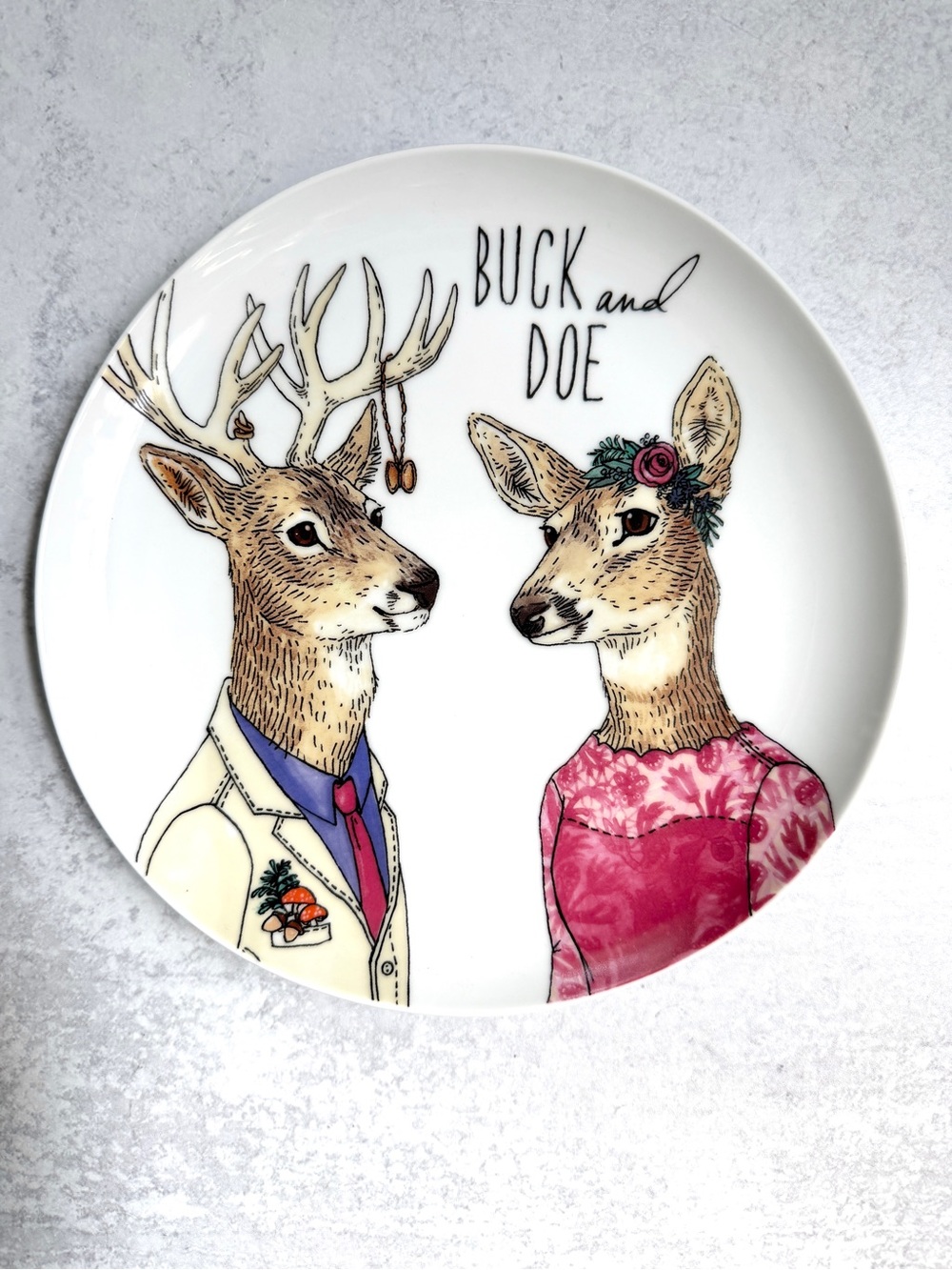 🦌💍 West Elm + Rachel Kozlowski
Dapper Animal Plate Buck & Doe Deer Marriage